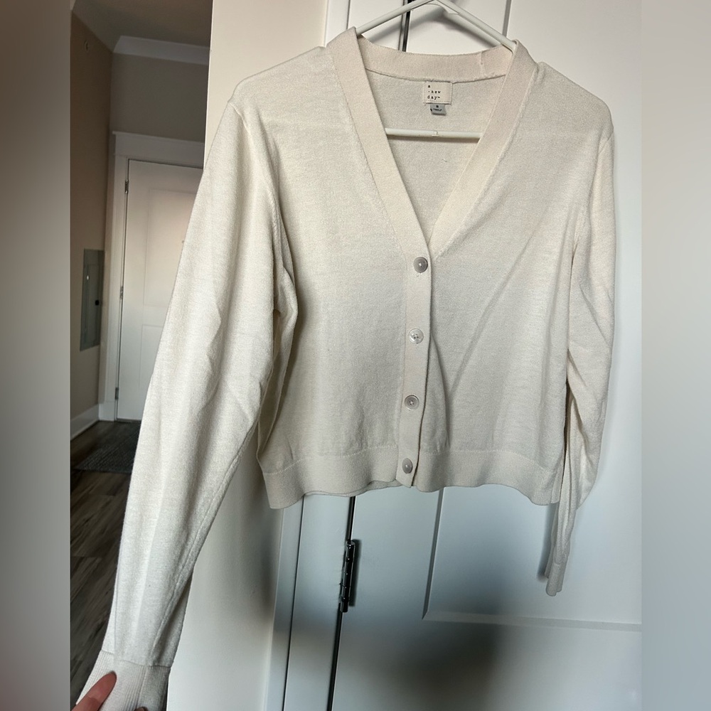 a new day Women’s Cream Lightweight Button-Up Cardigan